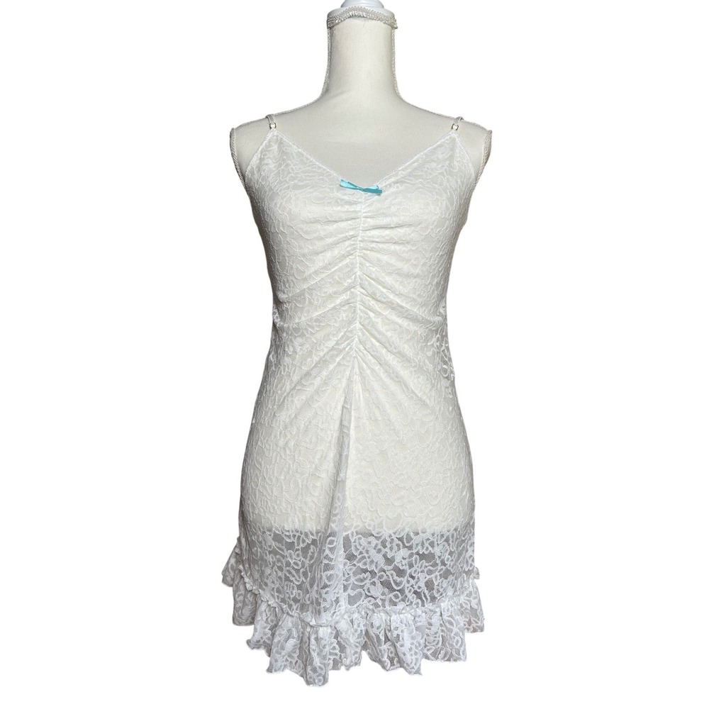 Y2K Victoria's Secret The Lacie White Lace Mini Slip Dress Adjustable Straps